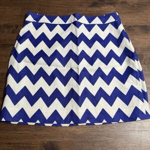 Kate Spade Blue Chevron Skirt The Rules size 8 Linen Lined Skirt NWOT